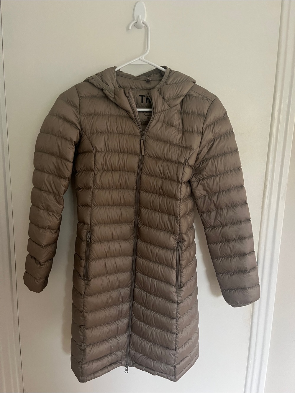TNA Taupe Down-Filled Puffer Coat with Hood